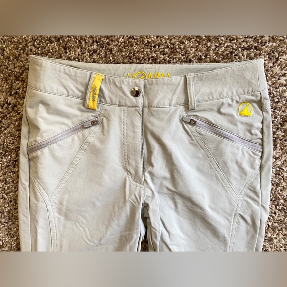 HONMA golf Pants in light grey and yellow. Super Lightweight. Women's M. skinny. - Picture 6 of 10